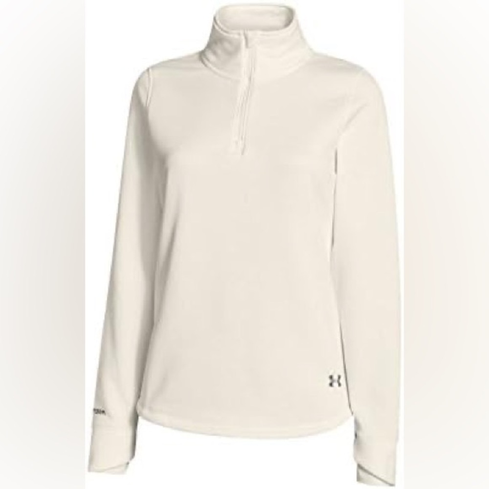 Under Armour Women's Delma 1/4 Zip Fleece Cold Outerlayer Pullover in White M
